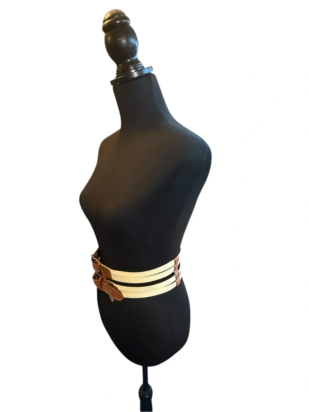 Hermes Two-Tone 2009 Leather Etriviere Double-Strap Belt Sz 31in/80cm (Medium)